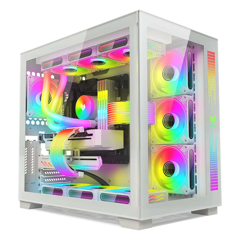 Kit 3 Cooler Fan Coolmoon DM1 Alta Performance, Branco, Pwm 4 Pinos, ARGB 3 Pinos, Silencioso, 800-1800 RPM, Com Controlador de LED 5