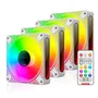 Kit 4 Cooler Fan Coolmoon DM1 Alta Performance, Branco, Pwm 4 Pinos, ARGB 3 Pinos, Silencioso, 800-1800 RPM, Com Controlador de LED 3