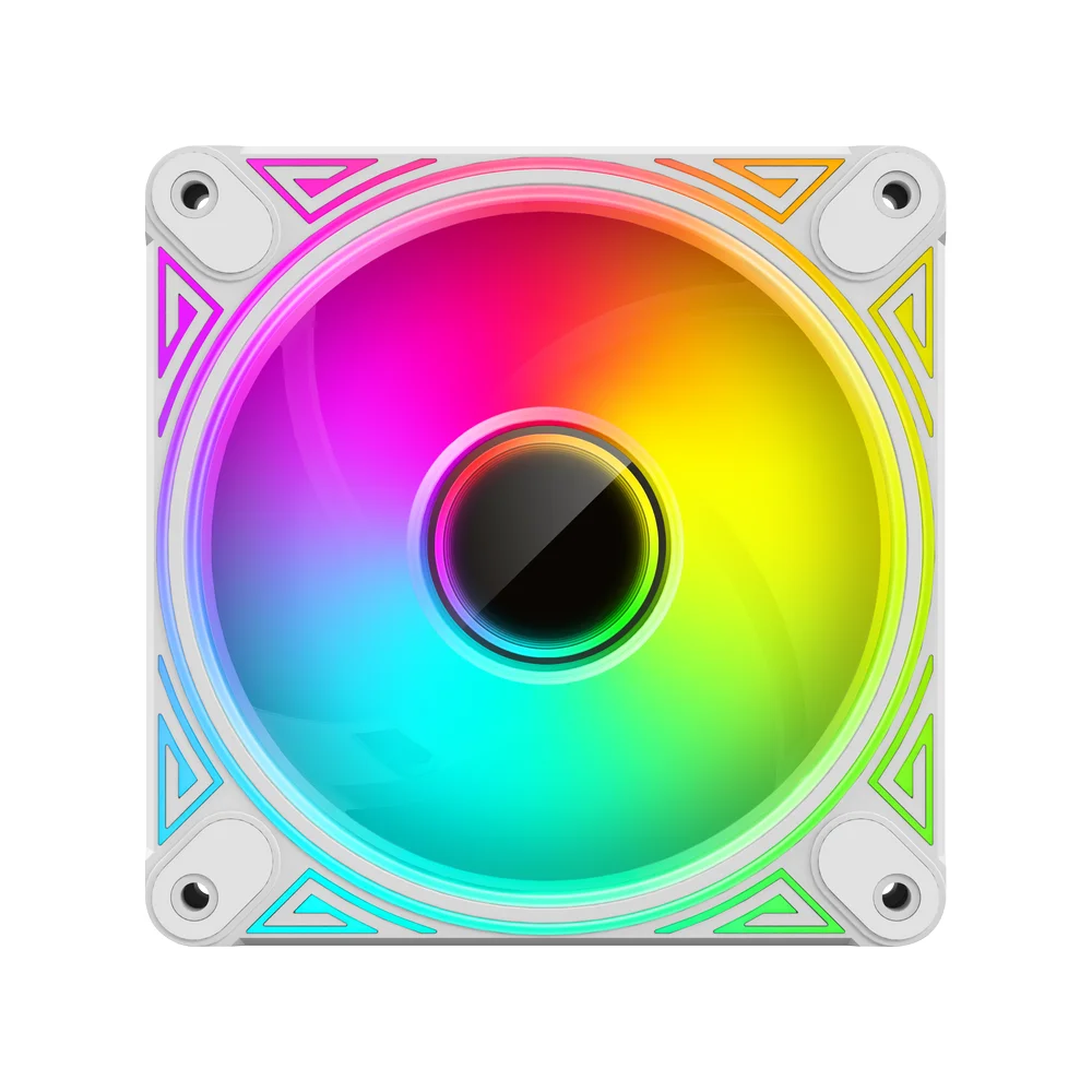 Kit 4 Cooler Fan Coolmoon DM1 Alta Performance, Branco, Pwm 4 Pinos, ARGB 3 Pinos, Silencioso, 800-1800 RPM, Com Controlador de LED 8
