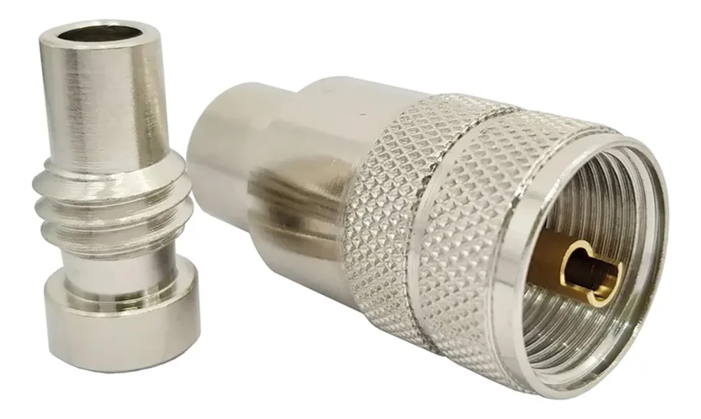 Imagem 2 de 5 do produto Conector Uhf Macho P/ Solda C/ Redutor – Kit C/ 10 Unid