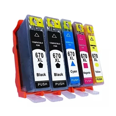 Kit Cartucho De Tinta Compatível Hp 670xl | 670 Xl | 5 Unidades | Starink