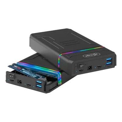 Case Externo SSD 2,5/3,5/m2/NVME Multifuncional Para Hdd Com Fonte RGB - Kp-hd844