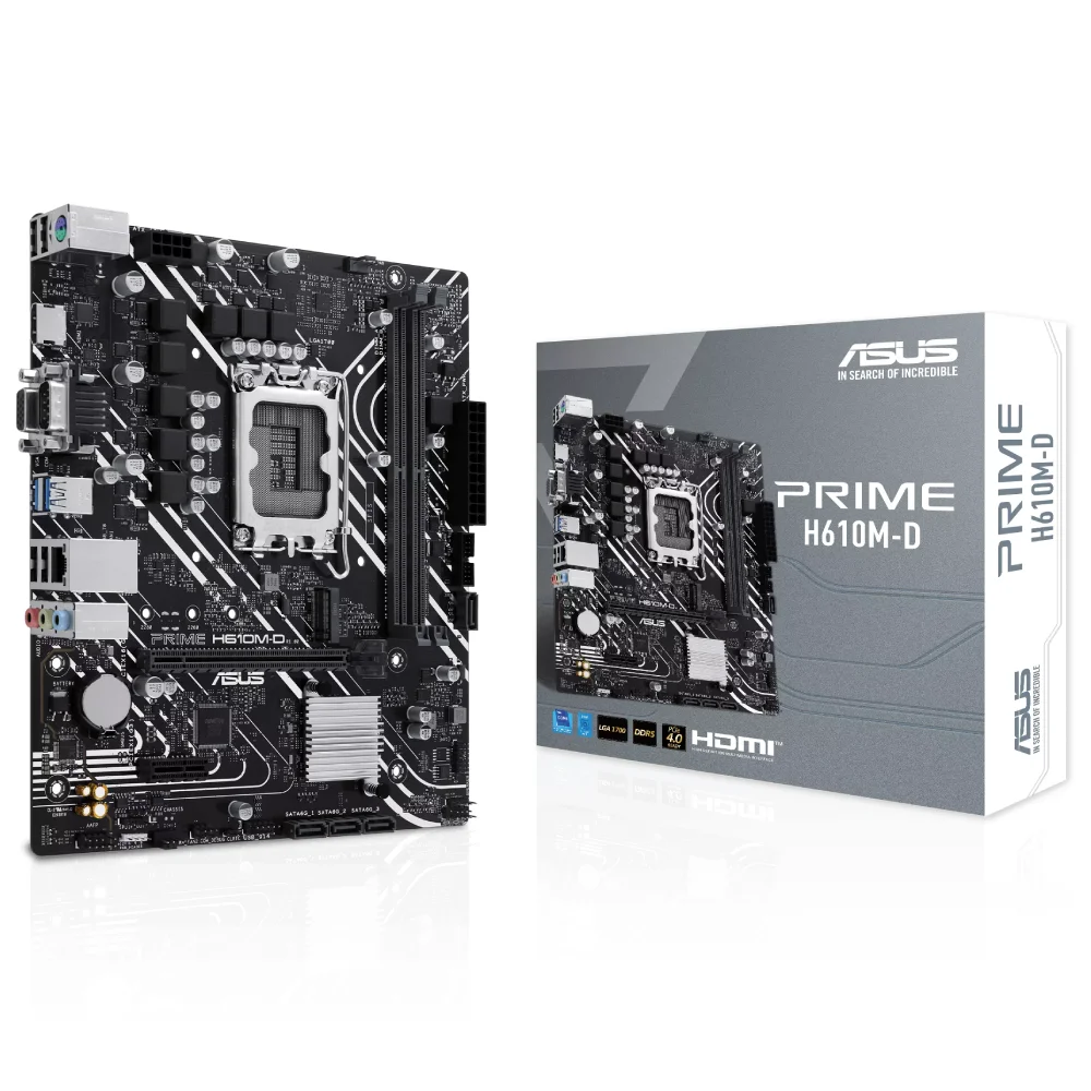 Placa Mãe  Intel H610m-d LGA  1700 Micro-atx Ddr5 PCie 4.0 Slot M.2 Realtek 1 Gb Ethernet HDMI Vga Usb 3.2 Gen 1 Sata 6 G 6