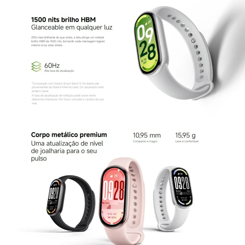 Imagem 2 de 5 do produto Relógio Smartwatch Smartband Xiaomi Mi Band 10 Global Cor:prata