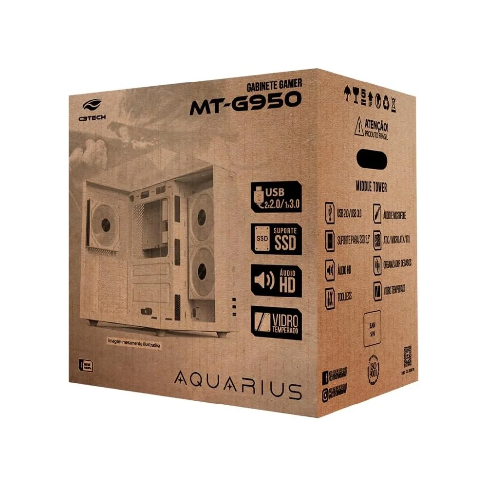 Imagem 2 de 5 do produto Gabinete Gamer C3tech Aquarius Mt-g950wh Sem Fonte Branco