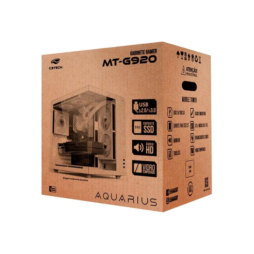 Imagem 5 de 5 do produto Gabinete Gamer C3tech Aquarius Mt-g920wh Sem Fonte Branco