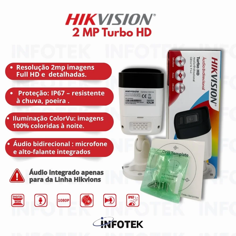 Câmera De Segurança Hikvision Analógica Bullet 2mp Full Hd 2.8mm - Ds-2ce16d0t-lpts