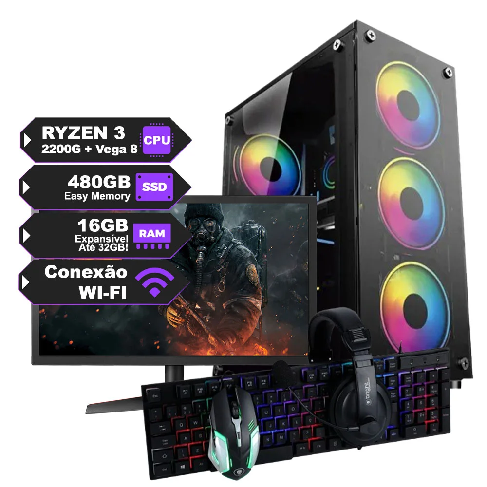 ゲーミングPC/ryzen3 2200G/GTX980/高速m.2/Wi-Fi PC Gamer Completo Ryzen 3 2200G c Placa de Vídeo