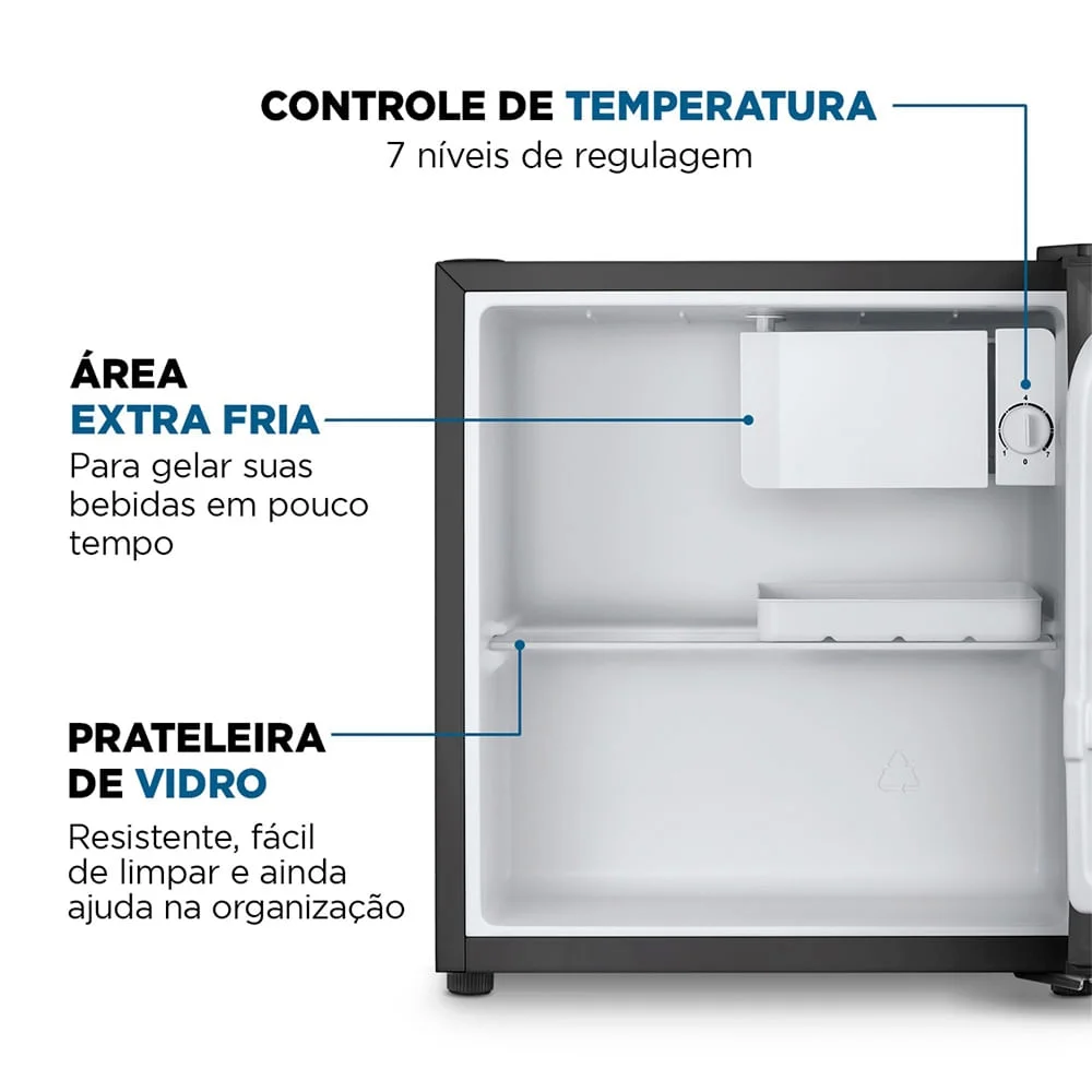 Imagem 5 de 5 do produto Frigobar Mondial 46l Porta Reversível Preto Fgb-01-b50 220v