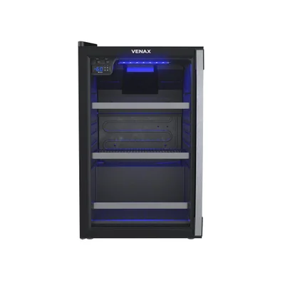 Cervejeira Venax Blue Light 102L Preto Porta Invertida 220V