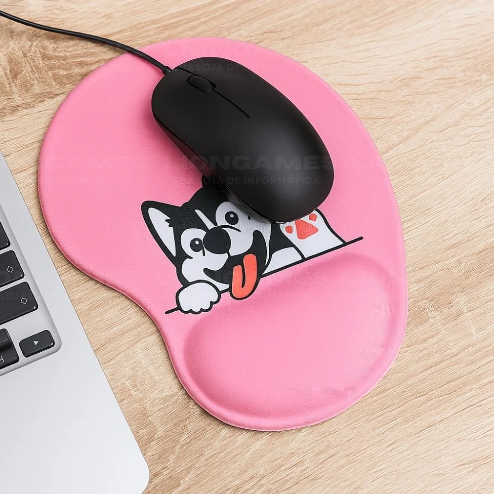 Imagem 3 de 4 do produto Mousepad Ergonômico Estampado Cachorro Rosto Rosa –liongames