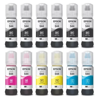 Kit Com 12 Refil De Tintas T544 Para Impressoras Epson.