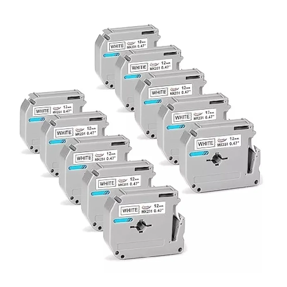 Kit Com 10 Fitas Brancas Rotulador Brother Compatível Mk 231 Kit Com 10 Fitas Brancas Rotulador Brother Compatível Mk 231