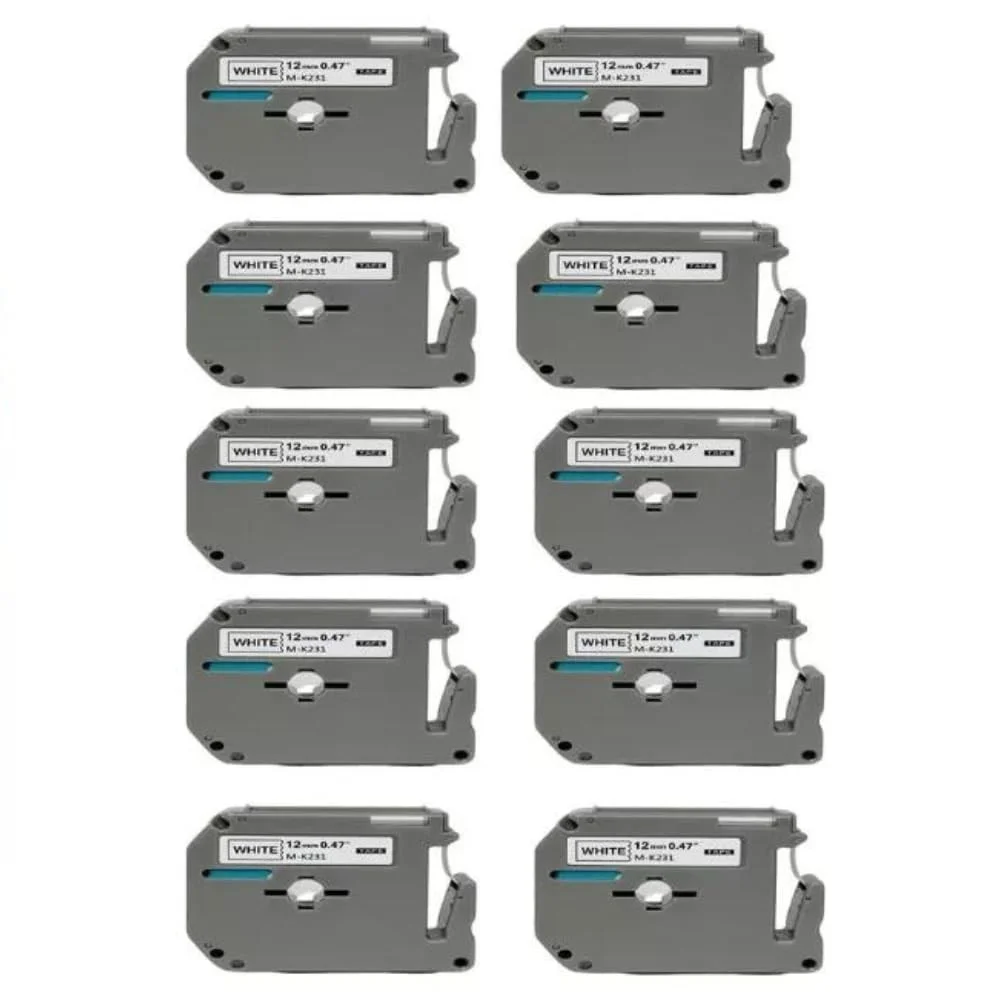 Kit Com 10 Fitas Brancas Rotulador Brother Compatível Mk 231 Kit Com 10 Fitas Brancas Rotulador Brother Compatível Mk 231