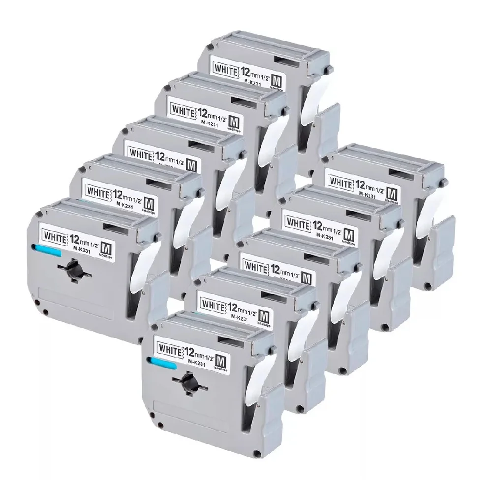 Kit Com 10 Fitas Brancas Rotulador Brother Compatível Mk 231 Kit Com 10 Fitas Brancas Rotulador Brother Compatível Mk 231