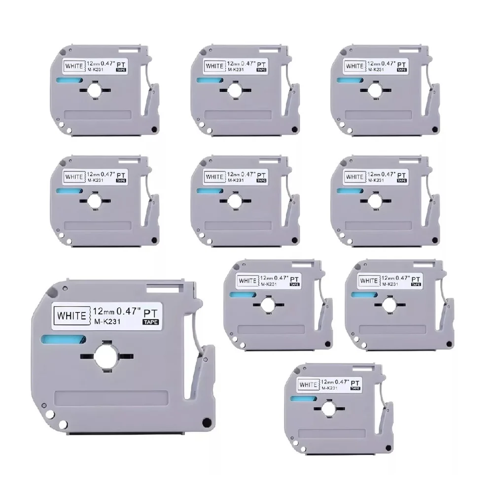 Kit Com 10 Fitas Brancas Rotulador Brother Compatível Mk 231 Kit Com 10 Fitas Brancas Rotulador Brother Compatível Mk 231