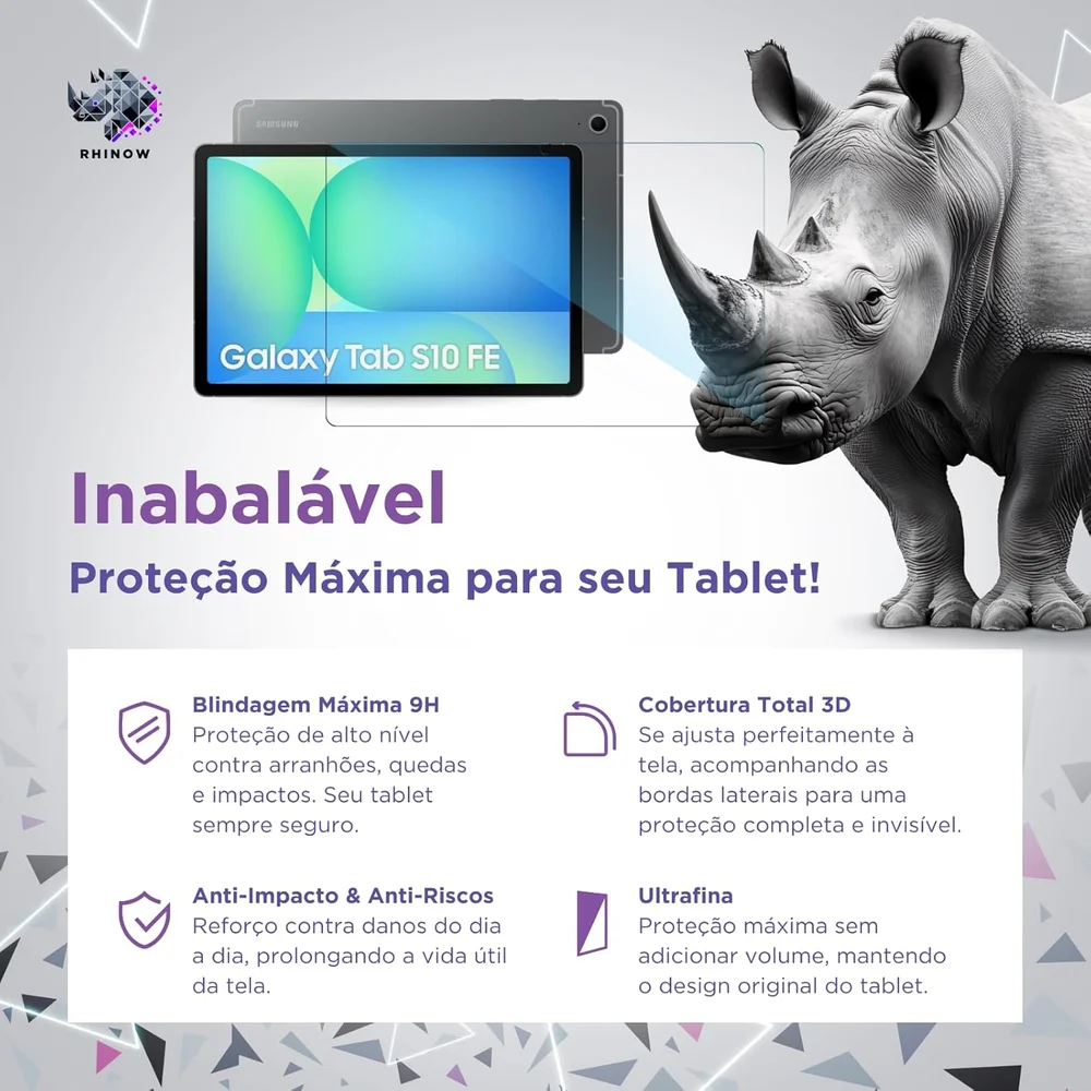 Imagem 4 de 5 do produto Película De Vidro Temperado Para Samsung Galaxy Tab S10 Fe, Tela 10.9 "