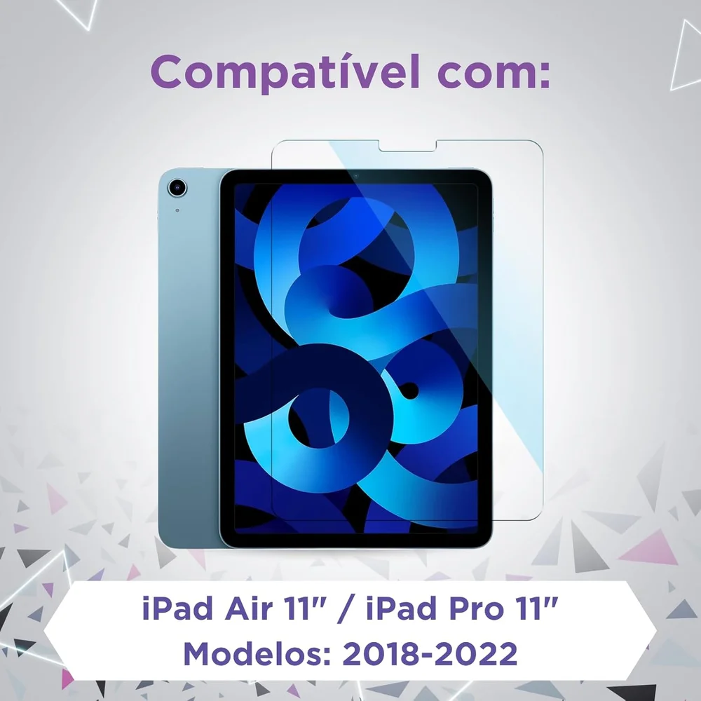 Imagem 2 de 5 do produto Película De Vidro Temperado Para Ipad Air 11" E Ipad Pro 11" (modelo 2018 À 2022)