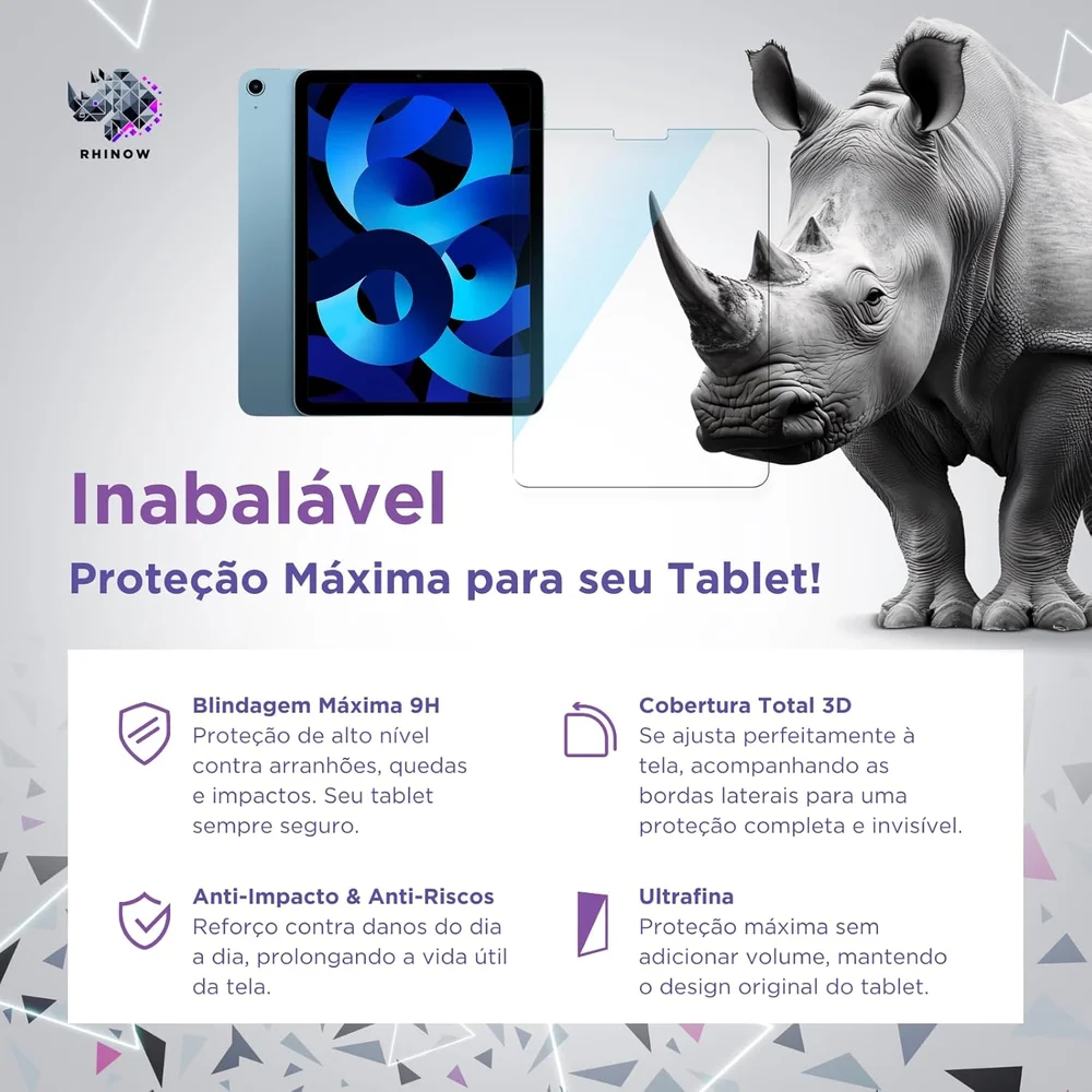 Imagem 4 de 5 do produto Película De Vidro Temperado Para Ipad Air 11" E Ipad Pro 11" (modelo 2018 À 2022)