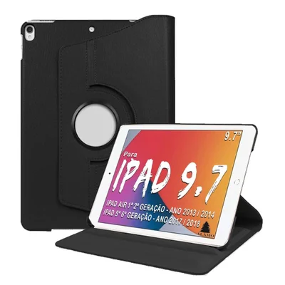 Capa Para Ipad 5 /  6 Geração 9.7 " Giratória Preta