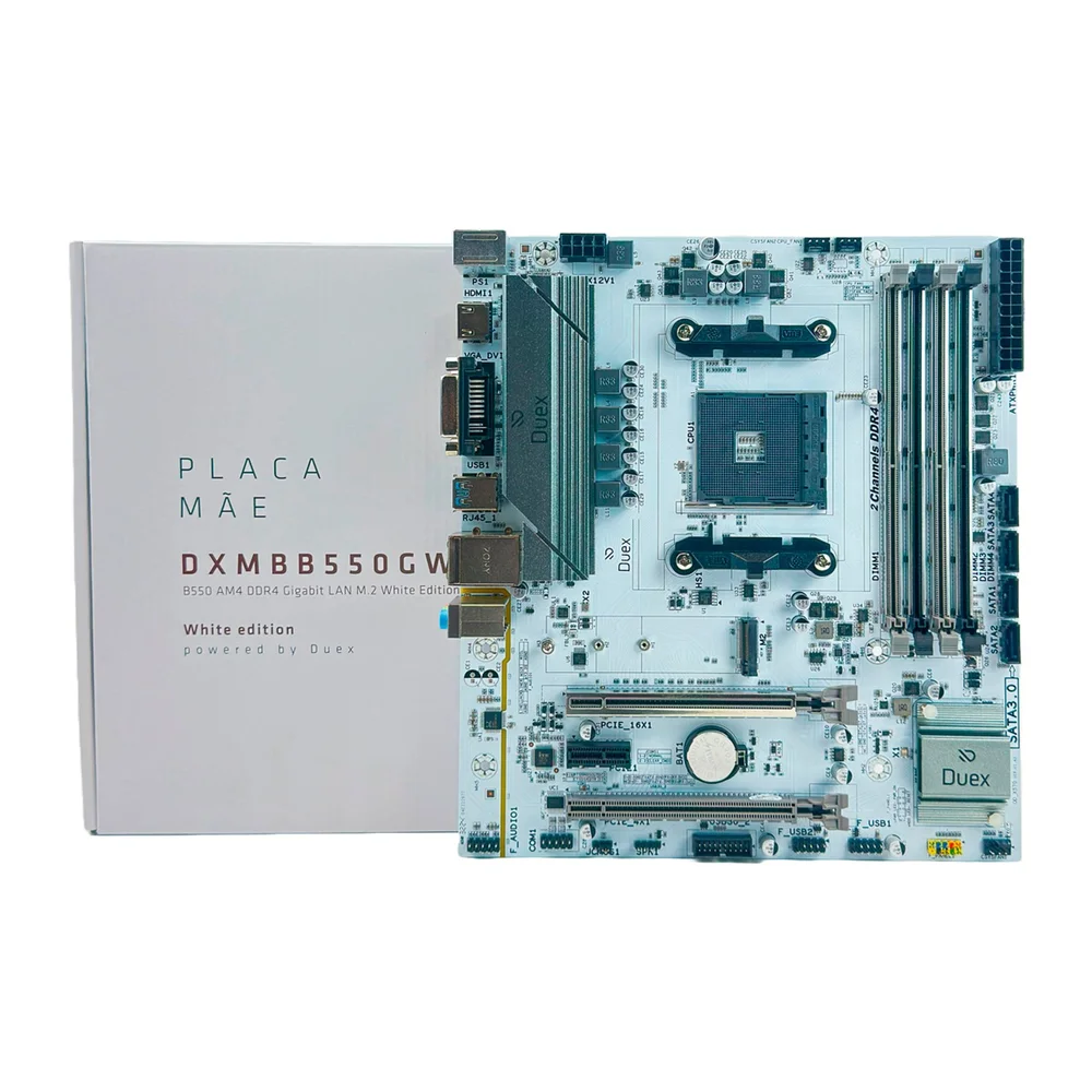 Placa Mãe Duex B550, Am4, Ddr4, M.2, White Edition