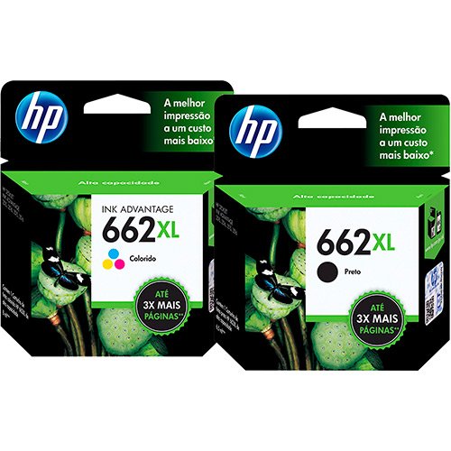 Kit De Cartucho De Tinta Hp 662xl Preto  +  Color    Para Hp Deskjet 2516, 3516, 3546, 2546, 1516, 4646, 2646
