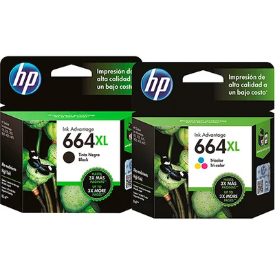 Kit De Cartucho De Tinta Hp 664 Xl Preto + Cartucho De Tinta Hp 664 Xl Colorido