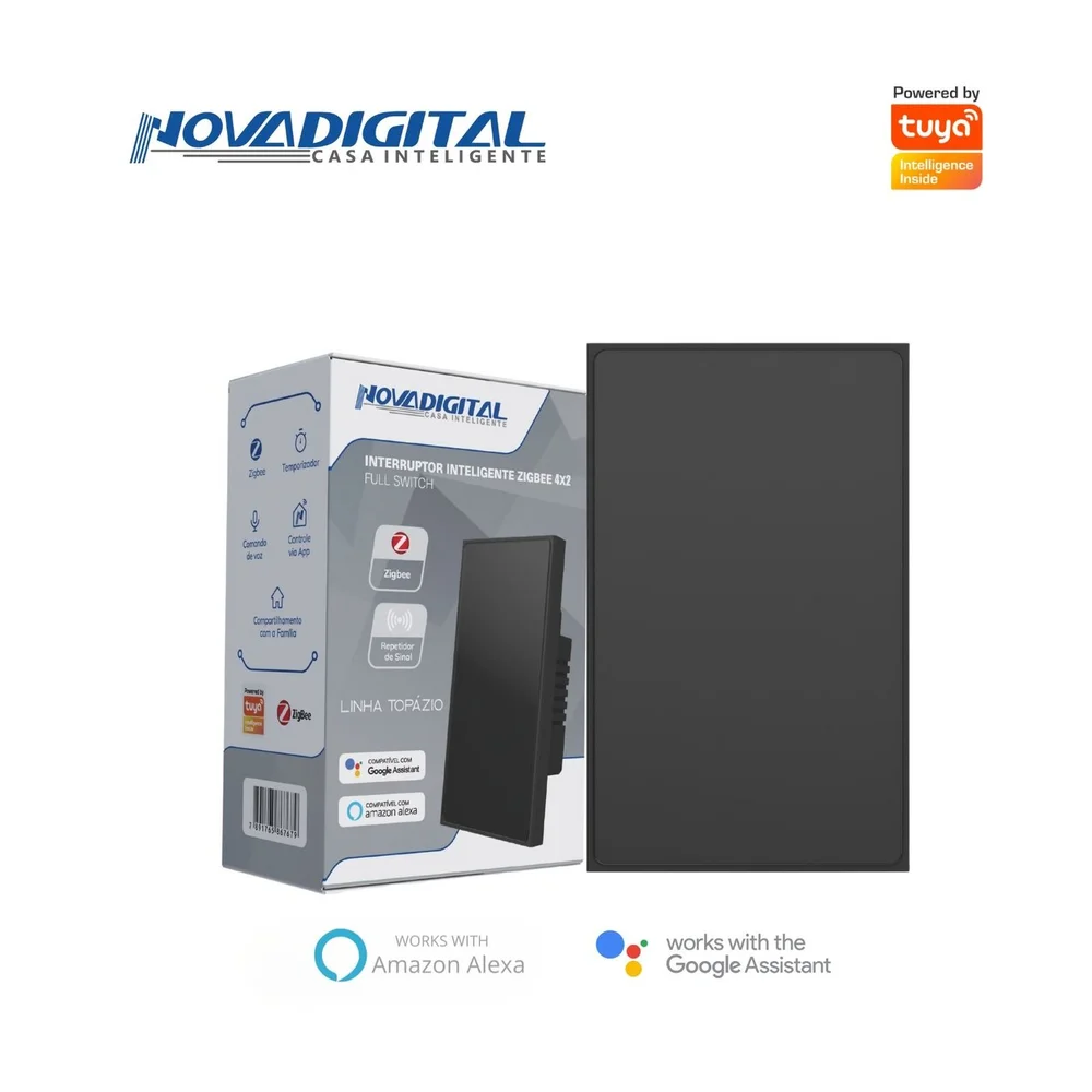 Imagem 2 de 5 do produto Interruptor Inteligente Zigbee Linha Topázio 1 Botão Preto
