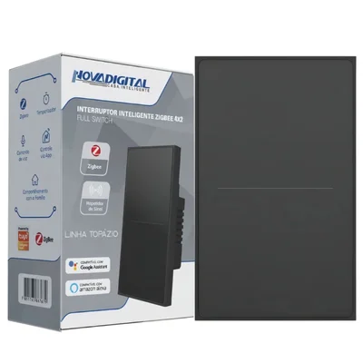 Interruptor Inteligente Topázio 4x2 Zigbee 3.0 Full Switch 2 Botões Tecla Touch Novadigital Compatível Alexa Google Home