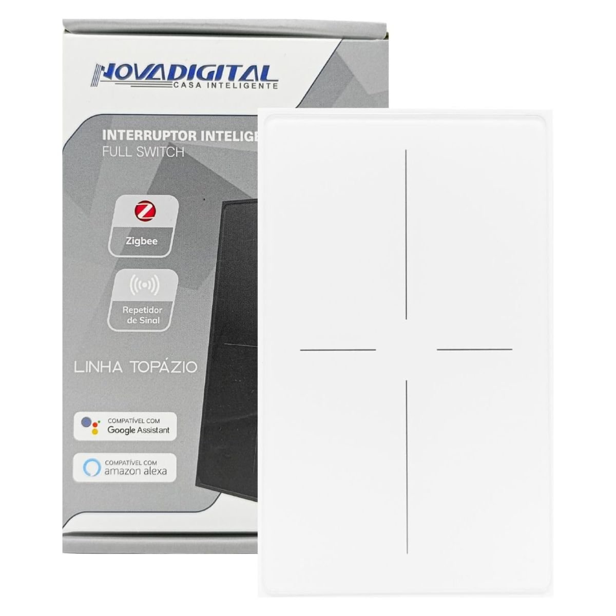 Interruptor Inteligente 4x2 Zigbee 4 Botões Topázio Full Switch Compatível Alexa Google Home