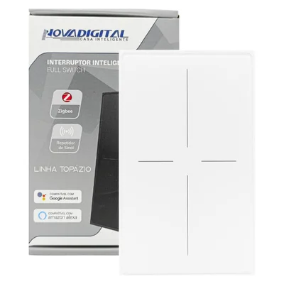 Interruptor Inteligente 4x2 Zigbee 4 Botões Topázio Full Switch Compatível Alexa Google Home