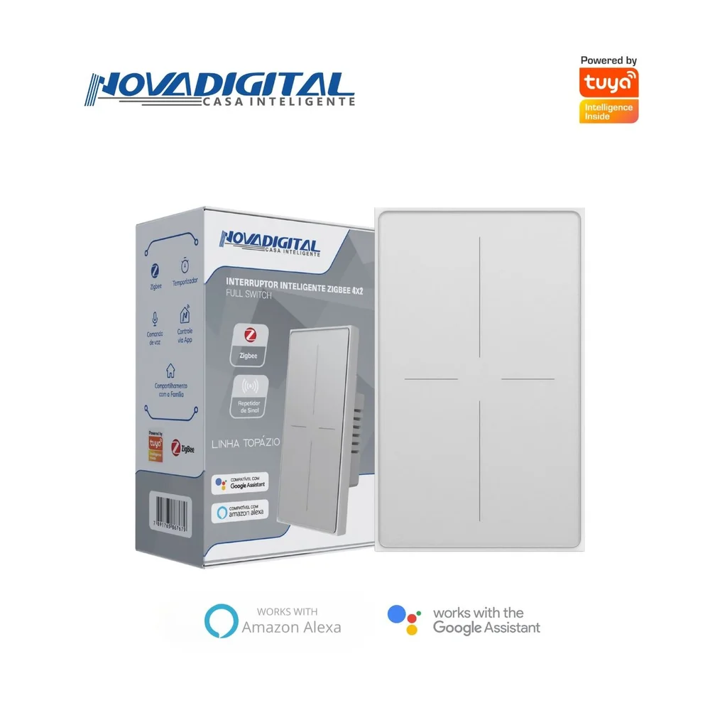 Imagem 2 de 5 do produto Interruptor Inteligente Zigbee Linha Topázio 4 Botões Branco