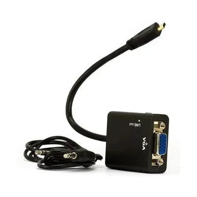 Conversor Micro HDMI Macho X Vga Fêmea C/ Audio P2