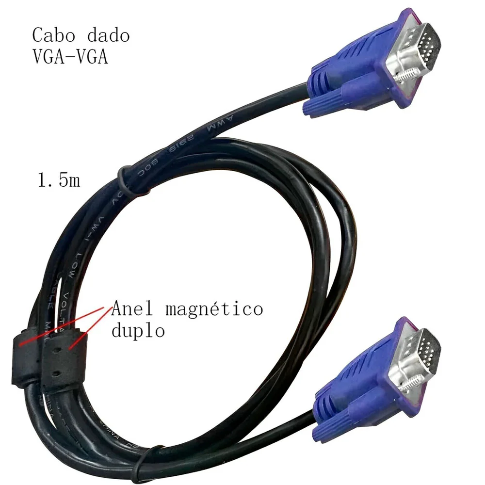 Imagem 2 de 5 do produto Cabo Para Monitor Vga Macho 1,5mts