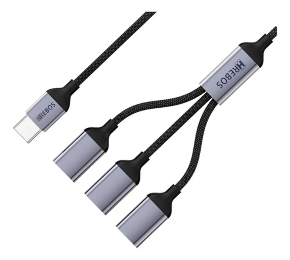 Imagem 4 de 4 do produto Cabo Adaptador / Hub Usb Hrebos Premium 3 Em 1