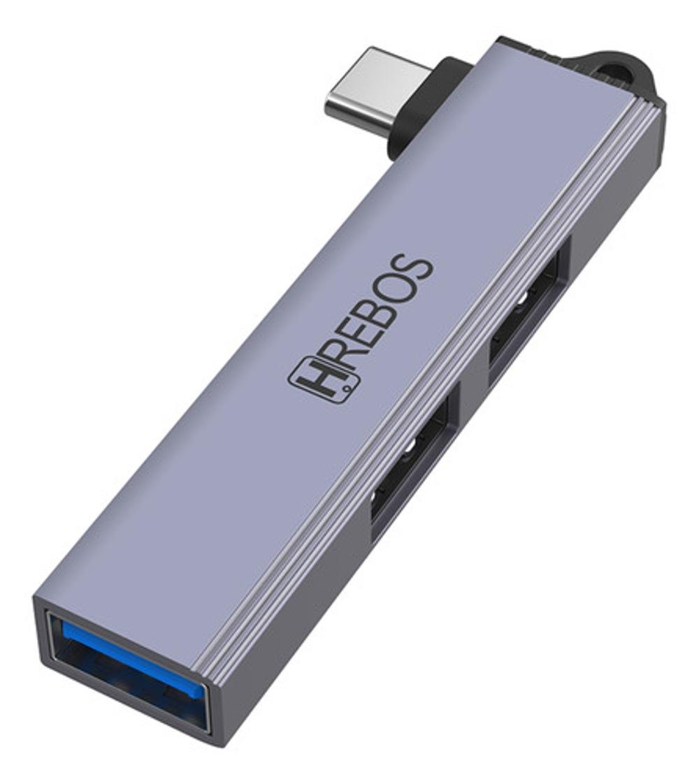 Mini Hub Divisor Hrebos 3 Em 1 Usb-c P/ Usb-a Para Macbook