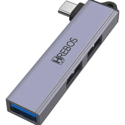Mini Hub Divisor Hrebos 3 Em 1 Usb-c P/ Usb-a Para Macbook
