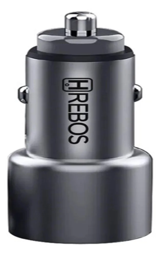 Imagem 4 de 5 do produto Carregador Veicular Duplo Hrebos Turbo + Cabo Tipo C