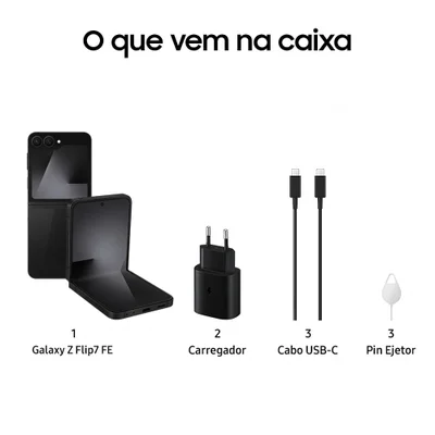 Celular Samsung Galaxy Z Flip7 Fe, 128 GB, 8 GB Ram, 6.7”, Câmera Dupla De 50mp, Galaxy Ai Preto 15