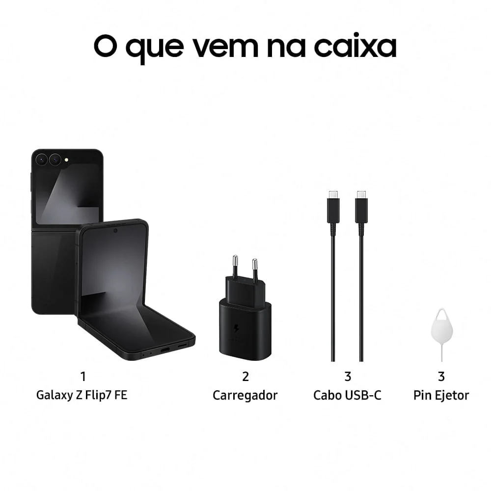 Celular Samsung Galaxy Z Flip7 Fe, 128 GB, 8 GB Ram, 6.7”, Câmera Dupla De 50mp, Galaxy Ai Preto 5