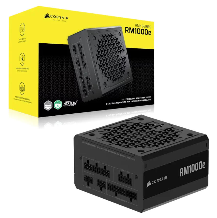 Fonte 1000w 80 Plus Gold Corsair Rm1000e , Atx 3.1, Full-modular, Black - Cp-9020297-br
