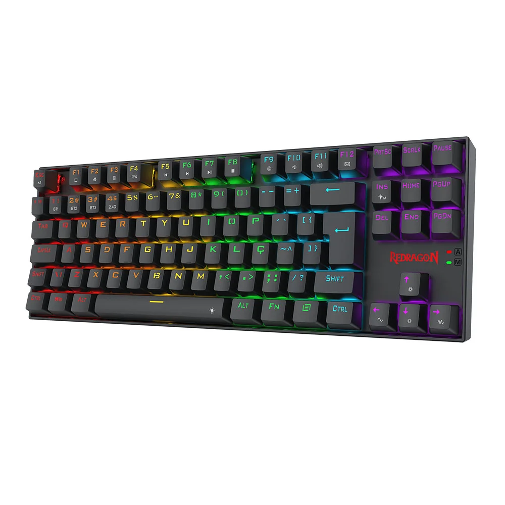 Imagem 4 de 5 do produto Teclado Mecanico Gamer Redragon Kumara Elite Rainbow, Wireless, Switch Brown, Preto - K552-KRS