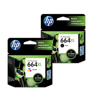 Kit De Cartucho De Tinta Hp 664xl Black + Hp 664xl Color.