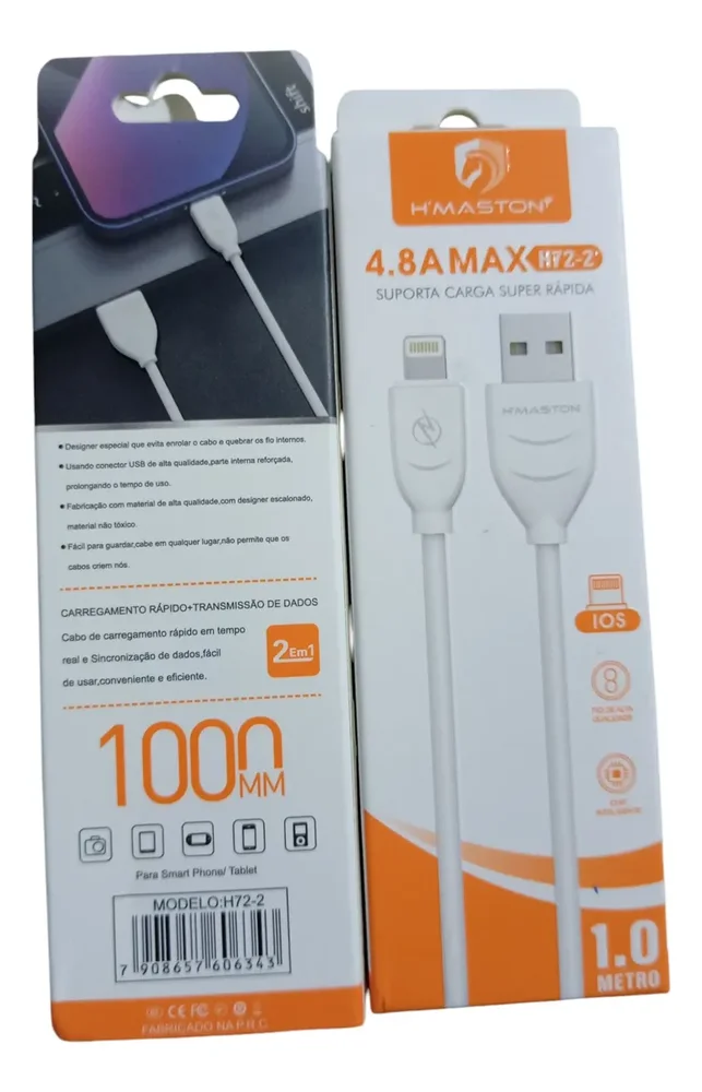 Imagem 3 de 3 do produto Cabo Para Celular Smartphone Usb Tipo Ios - 01 Metro Turbo 4.8a - Dados Ultra Performance Rápido - Panami.