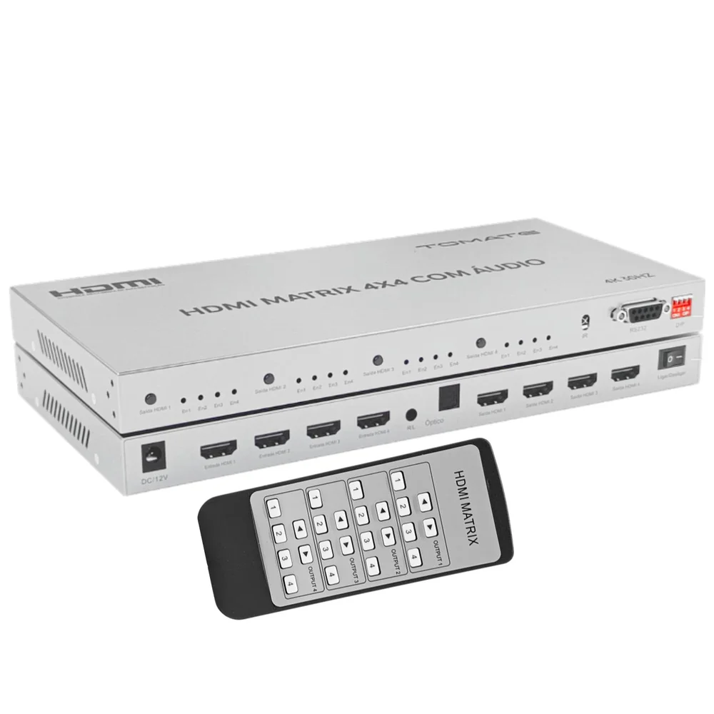 HDMI Matrix 4x4 Com Áudio 4K 30HZ Tomate MHD414