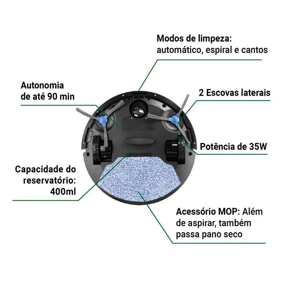 Aspirador Robô Philco 3 Em 1 Com Mop Antiqueda Pas23 Bivolt Aspirador Robô Philco 3 Em 1 Com Mop Antiqueda Pas23 Bivolt