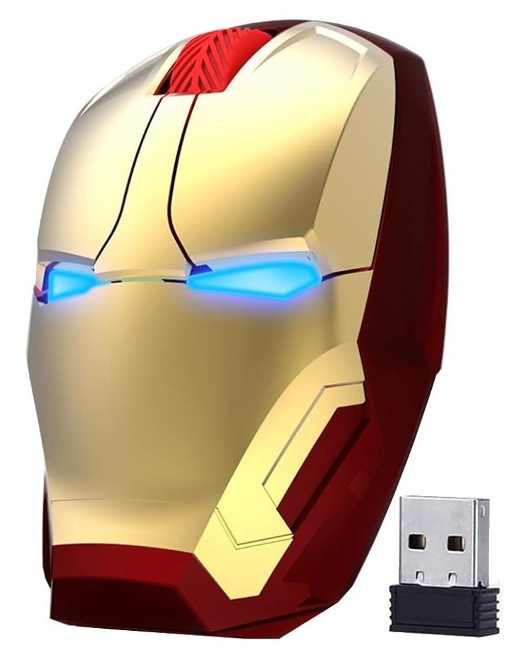 Mouse Sem Fio Homem De Ferro Wireless 2.4g Mouse Óptico Para Computador Desktop Laptop PC Mac Dourado