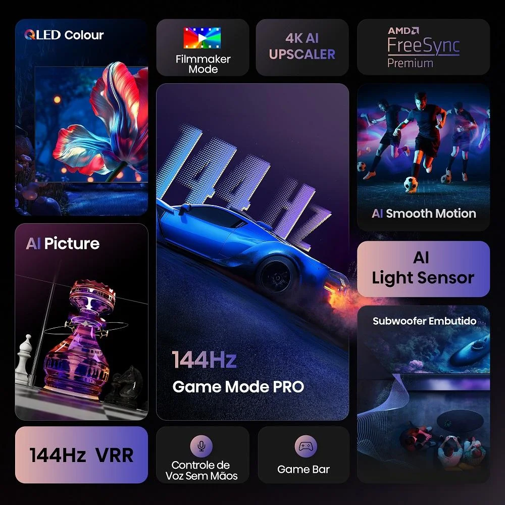 Smart TV Hisense QLED 4K 100" 100Q7QG com Processador AI Dolby Vision HDR10+ Adaptative HLG Filmmaker Mode Dolby Gaming Dolby Atmos e Alexa Smart TV Hisense QLED 4K 100" 100Q7QG com Processador AI Dolby Vision HDR10+ Adaptative HLG Filmmaker Mode Dolby Gaming Dolby Atmos e Alexa