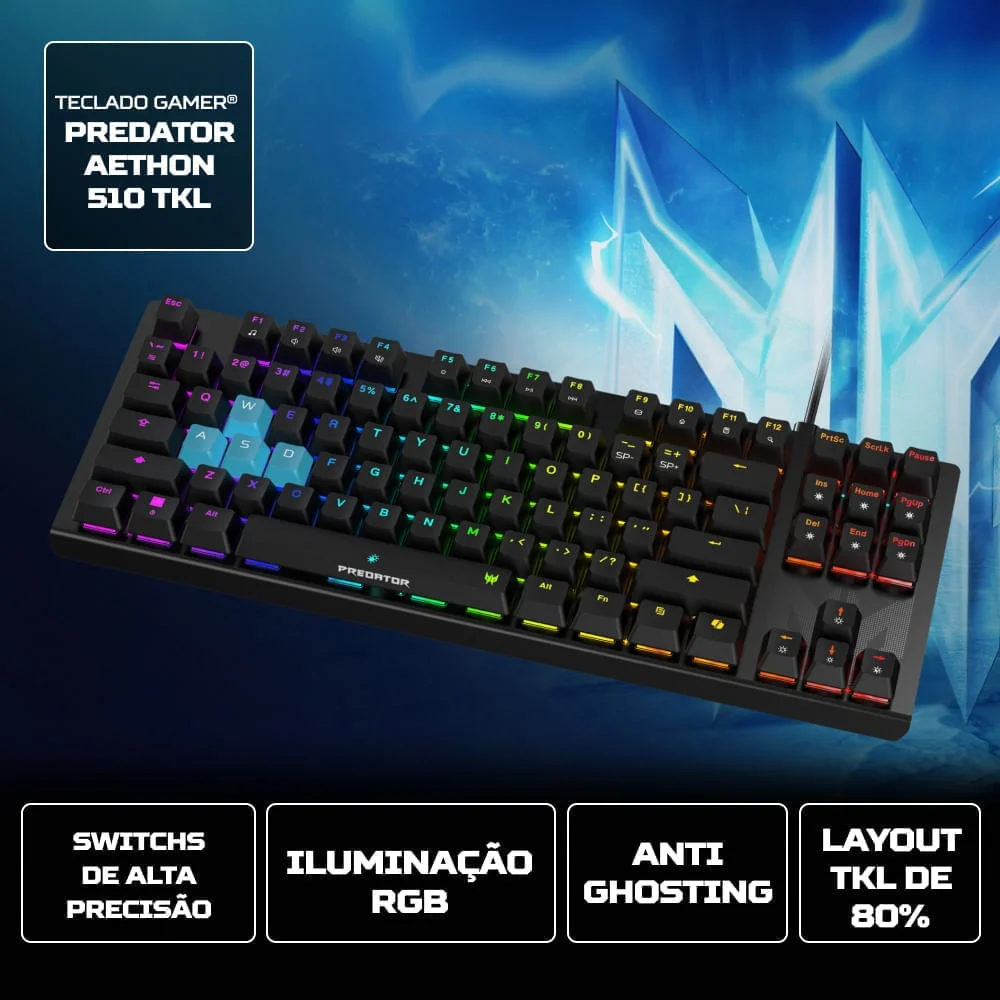 Imagem 3 de 5 do produto Teclado Gamer Predator Pkw400 Resistente 100% Anti-ghosting1ms/1000 Hz