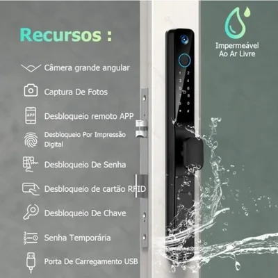 Fechadura Eletrônica À Prova Dágua Tuya Wifi Porta Aluminio Jwcom